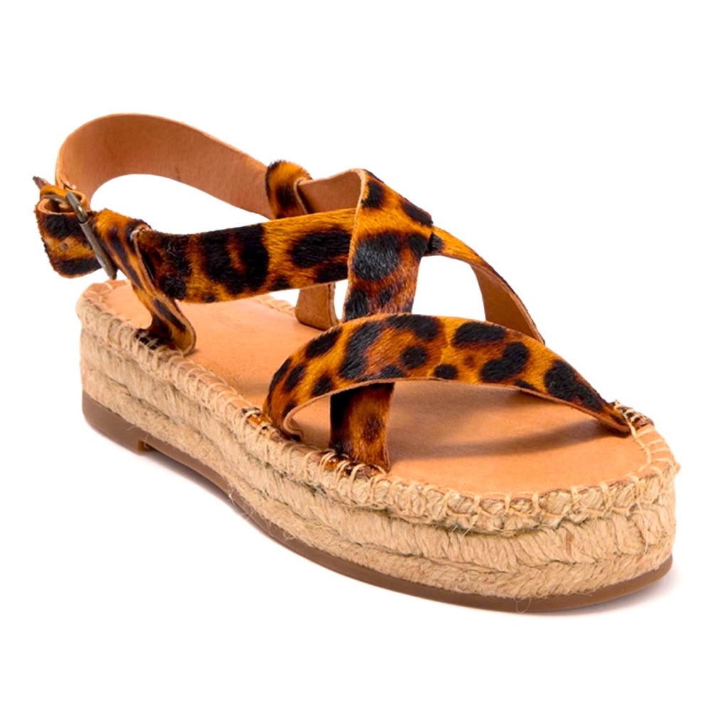 MADEWELL The Malia Espadrille Sandal Shoe Leopard Print Calf Hair 6M NIB